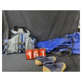 Life jacket REI dry bag and shoes