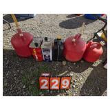 gas can lot some are full some partial