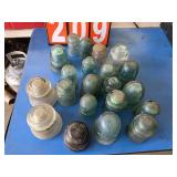 Lot of Glass insulators blue clear
