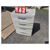 plastic dresser full of electrical parts