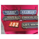 hanging icecream restaurant signs