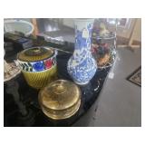 vase brass canister canister and decor lot