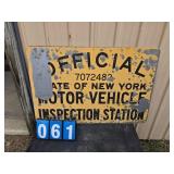 vintage NYS inspection sign yellow