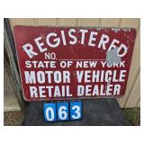 NYS motor vehicle dealer sign