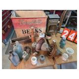 vintage bottles insulators and boxes