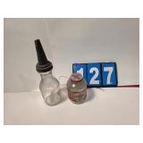 Oil bottle and Kendall 2000 mile oil jar vintage