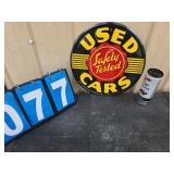 used cars tin sign
