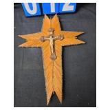 Tramp Art Matchstick wooden hanging cross