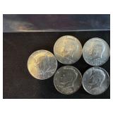 5 1969 Kennedy silver clad half dollars