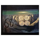 4 silver quarters 1964