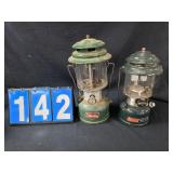 2 coleman lanterns 1 is full of fuel