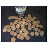 1910 to 1940 wheat pennies in a jar