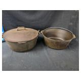 Cast iron dutch oven lot. 1 made usa 1 korea