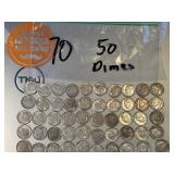 50 Eisenhower dimes silver 1964 and earlier