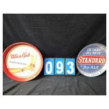 utica club and standard dry beer trays