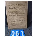 Masonic Temple Plaque bronze 24x18
