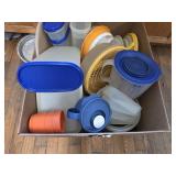 tupperware canisters and pitchers blue lids