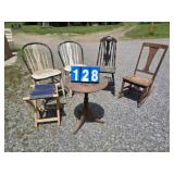chair and table lot antique