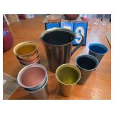 anodized aluminum cups and pitcher