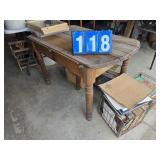 rustic wood table missing drop leaves
