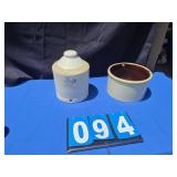 chicken waterer and stoneware crock