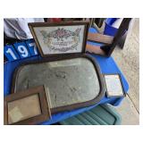 antique mirror and prints needle point