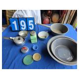 graniteware and antique doll dishes jadite shaker