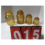 amber glass canister set plus 1 non matching