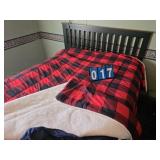 bed and bedding lot and mirror
