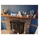 decor on the fireplace candles and more
