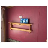 wood shelf with blanket hanger