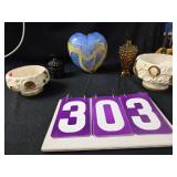 art glass heart vse and other decor