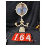 cast iron candle holder with mirror