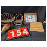 log doll chairs and rustic decor