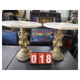 italian end tables gold cherub