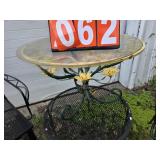 metal table round with flowers patio furniture