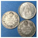 3 Silver 10 Cents Canada