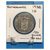 1938 Netherlands 1 Gulden- Silver