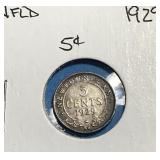 1929 Newfoundland 5 Cents Silver