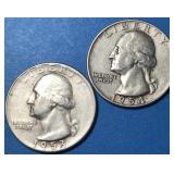 1953S & 1954 USA 25 Cents