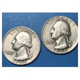 1952 D & 1953 D USA 25 Cents