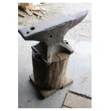 Early Blacksmith Anvil & Wood Block