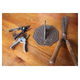 Cast Iron Sundial & Garden Pruners