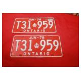 1978 Matched Licence Plates