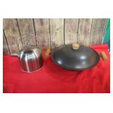 Cast Iron Wok & Stainless Kettle