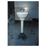 Cast Iron & Porcelain Pedestal Water Fountain