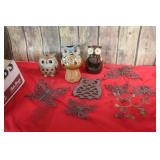 Pottery Owls & Steel  Butterflies & Candle