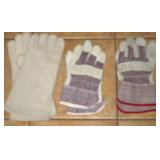3- PR. MENS- SPLIT LEATHER GLOVES + WELDING GLOVES