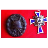 GERMAN WOUND BADGE AND MOTHERS CROSS