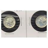 1916 & 1943 Silver Mercury Dimes better grades